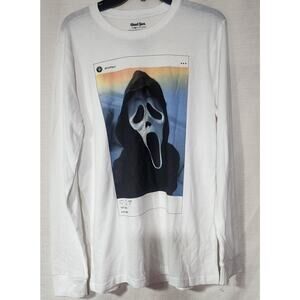 Ghost face long sleeve white shirt men's medium